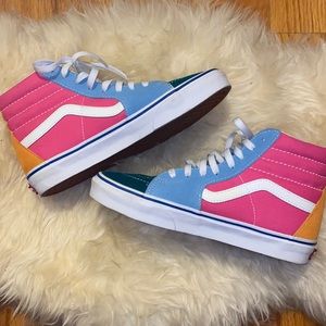 Colorful hi top shoes vans worn once